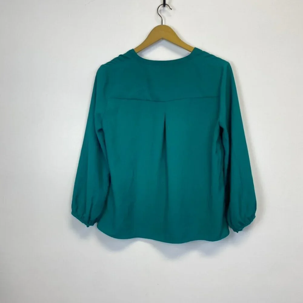 J. Crew Green V Neck Blouse